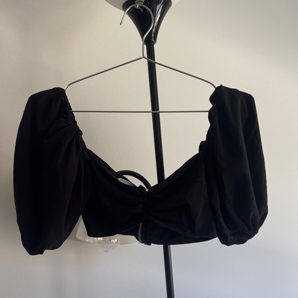 Elegant Black Puff Sleeve Top